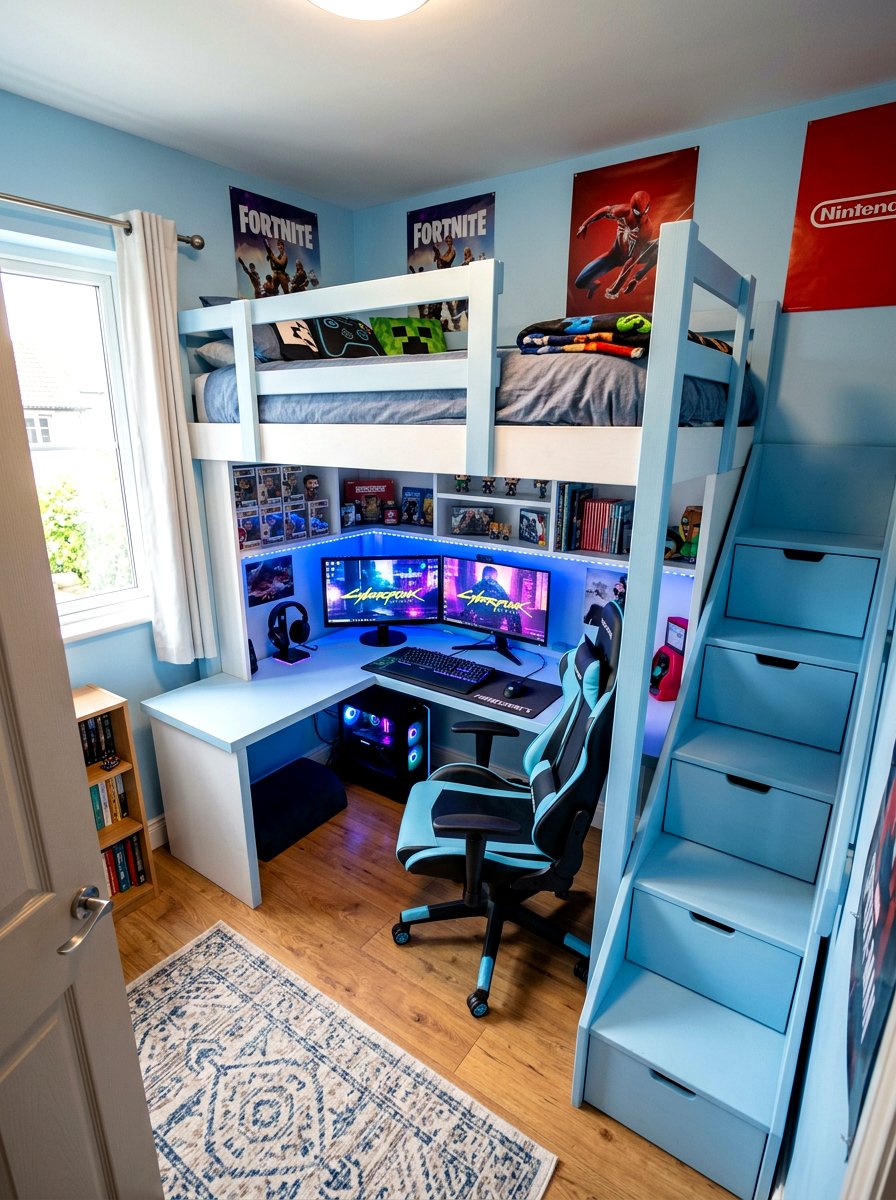 Gaming Bed For Small Space - 30 gamer bedroom ideas