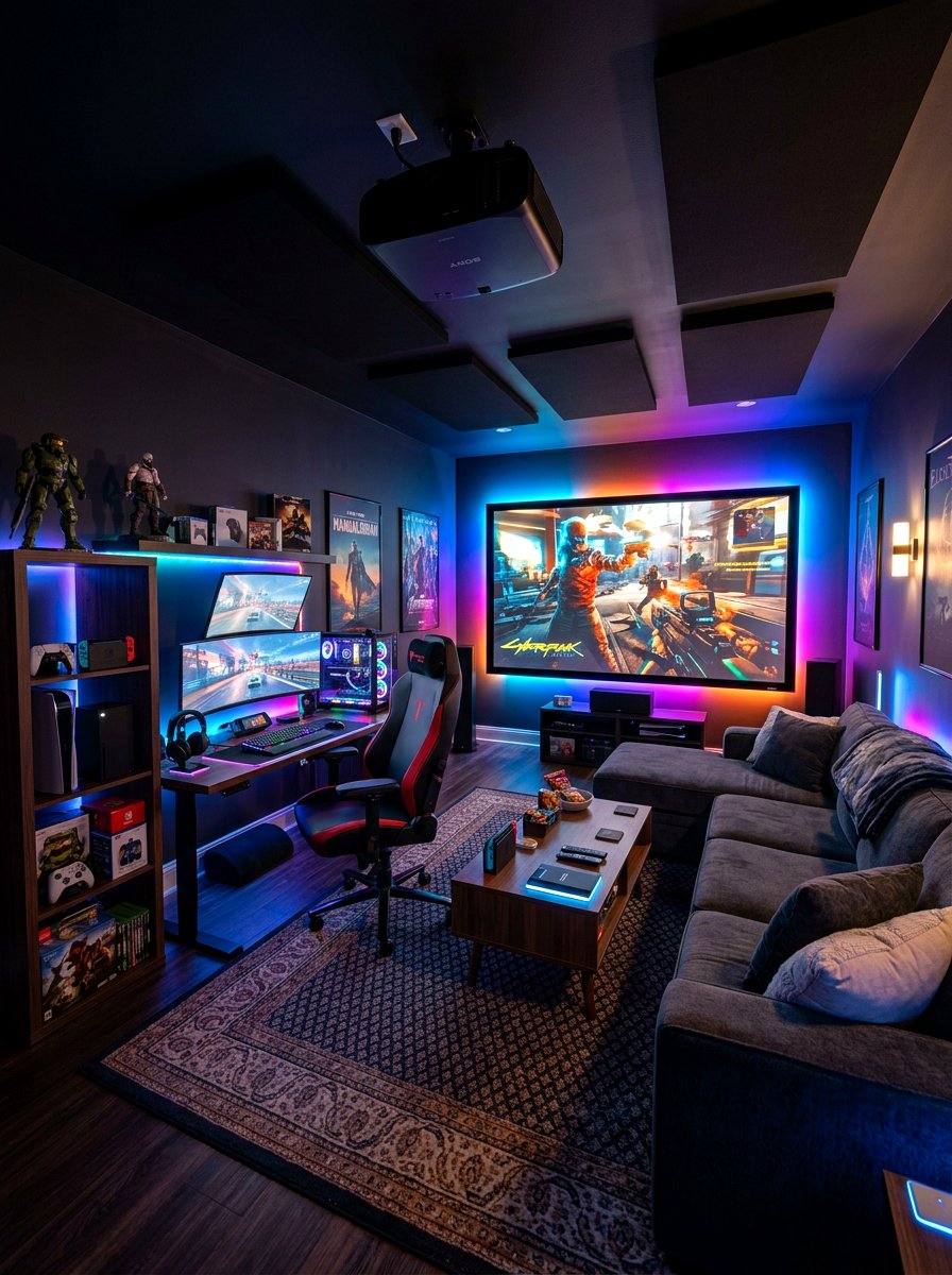 Gaming and Movie Room - 30 basement theater ideas
