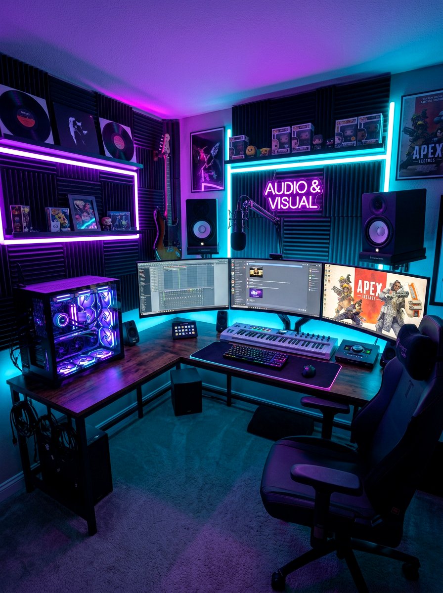 Gaming and music production - 30 recording room ideas