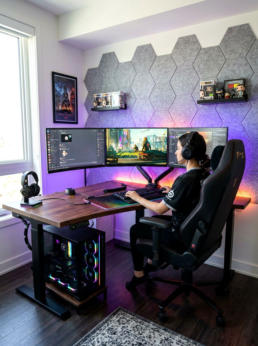 Gaming desk setup - 30 teen hangout room ideas