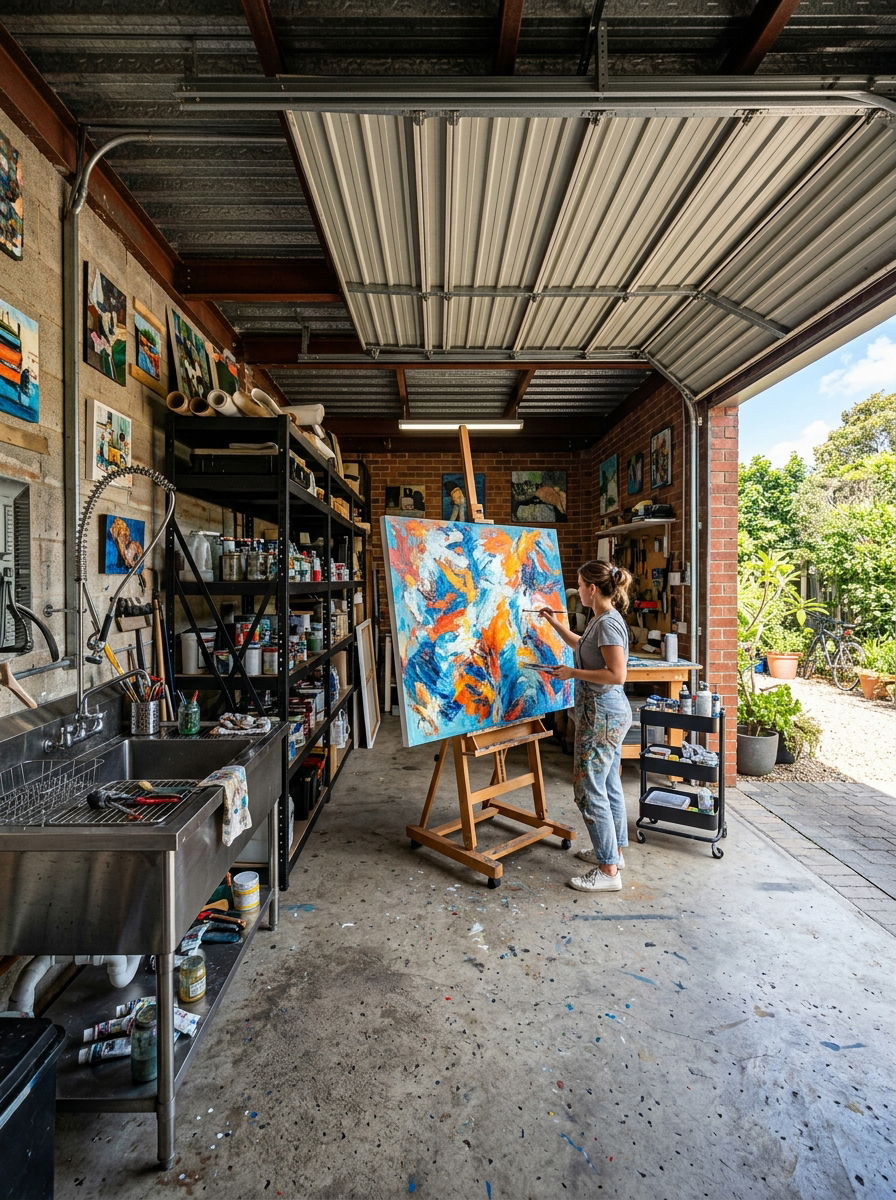 Garage Art Workspace - 30 painting studio ideas