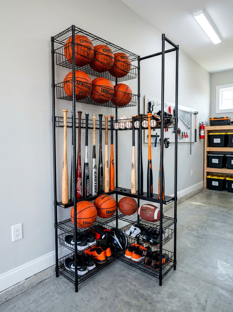 Garage Corner Sports Storage Tower - 30 garage sports equipment storage ideas