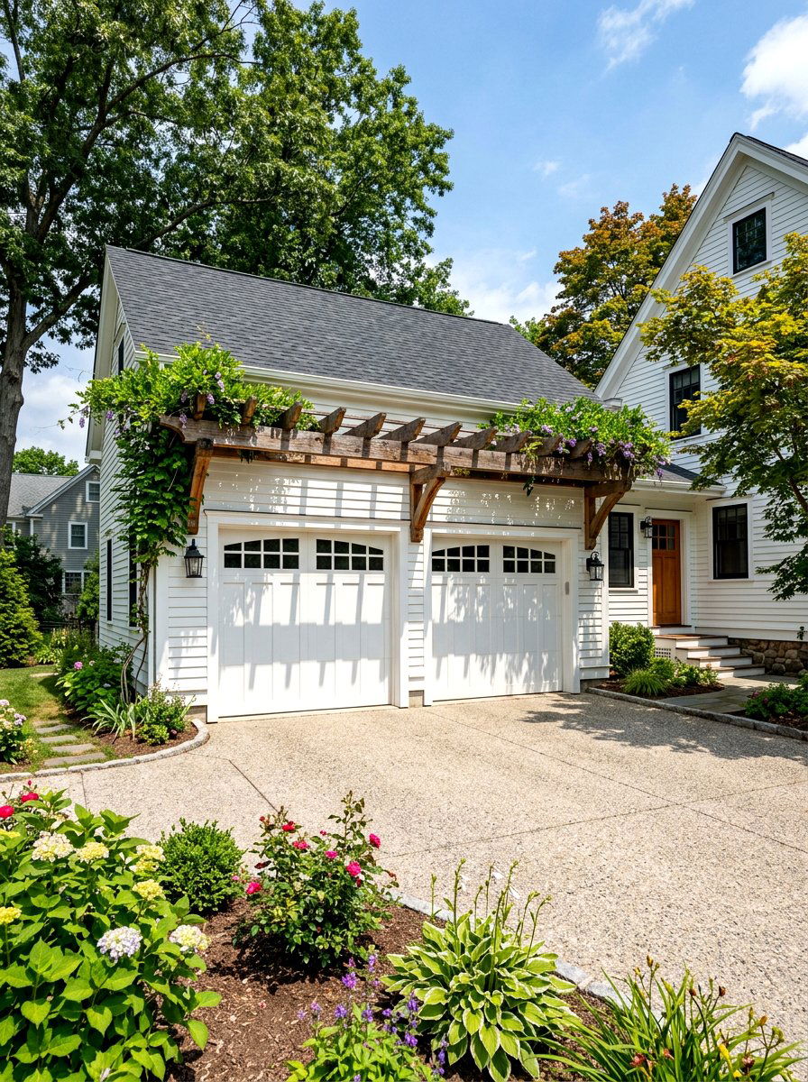 Garage Door Pergola - 30 front facade makeover ideas