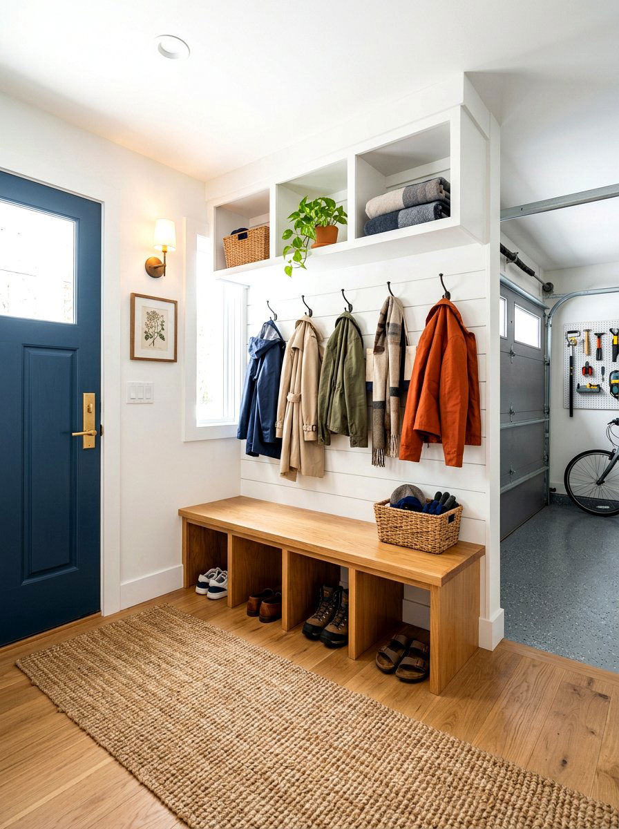 Garage Entry Zone With Built In Shoe Rack - 30 garage organization for small spaces ideas