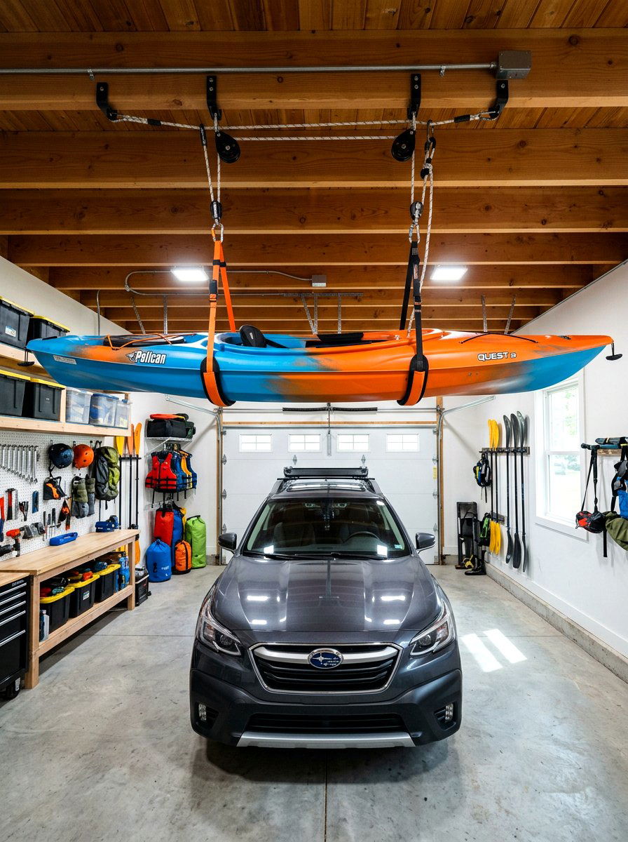 Garage Kayak Hoist - 30 organizing a garage ideas