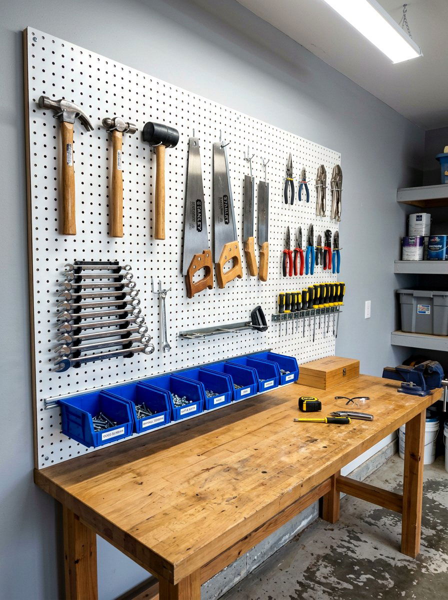 Garage Pegboard Wall - 30 organizing a garage ideas