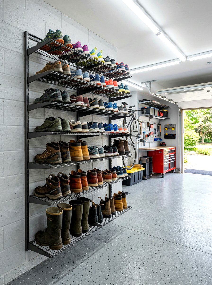 Garage Shoe Rack System - 30 shoe storage ideas