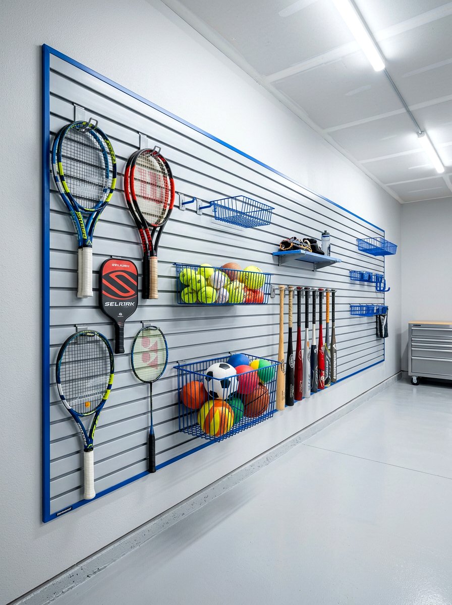 Garage Slatwall For Sports Gear - 30 garage sports equipment storage ideas