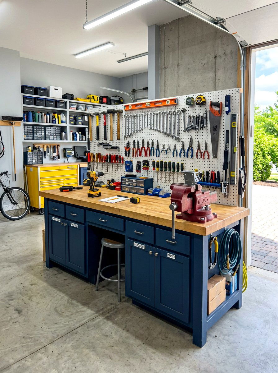 Garage Tool Workbench - 30 repurposed cabinet ideas