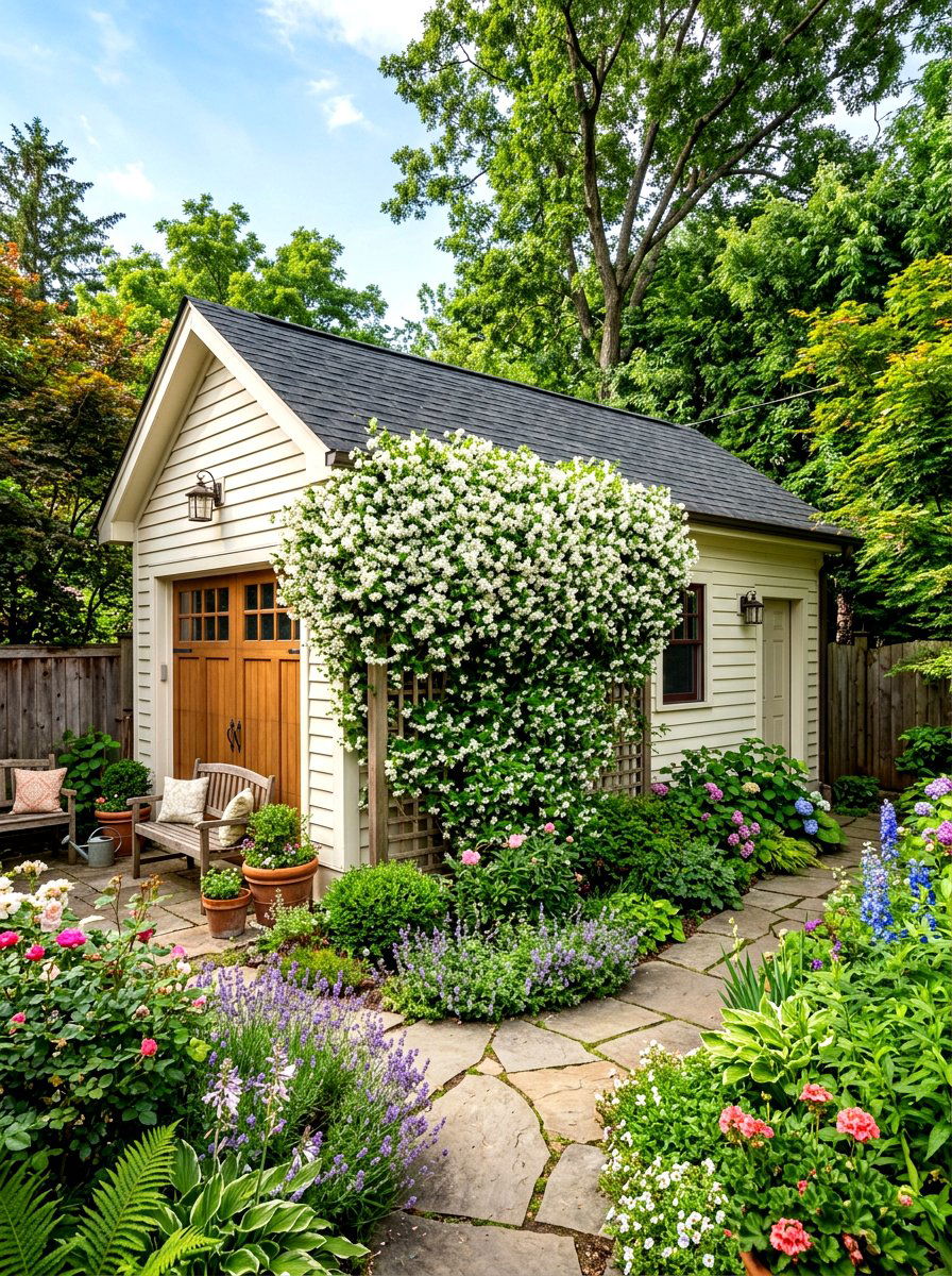 Garage Wall Ivy Trellis - 30 detached garage curb appeal ideas