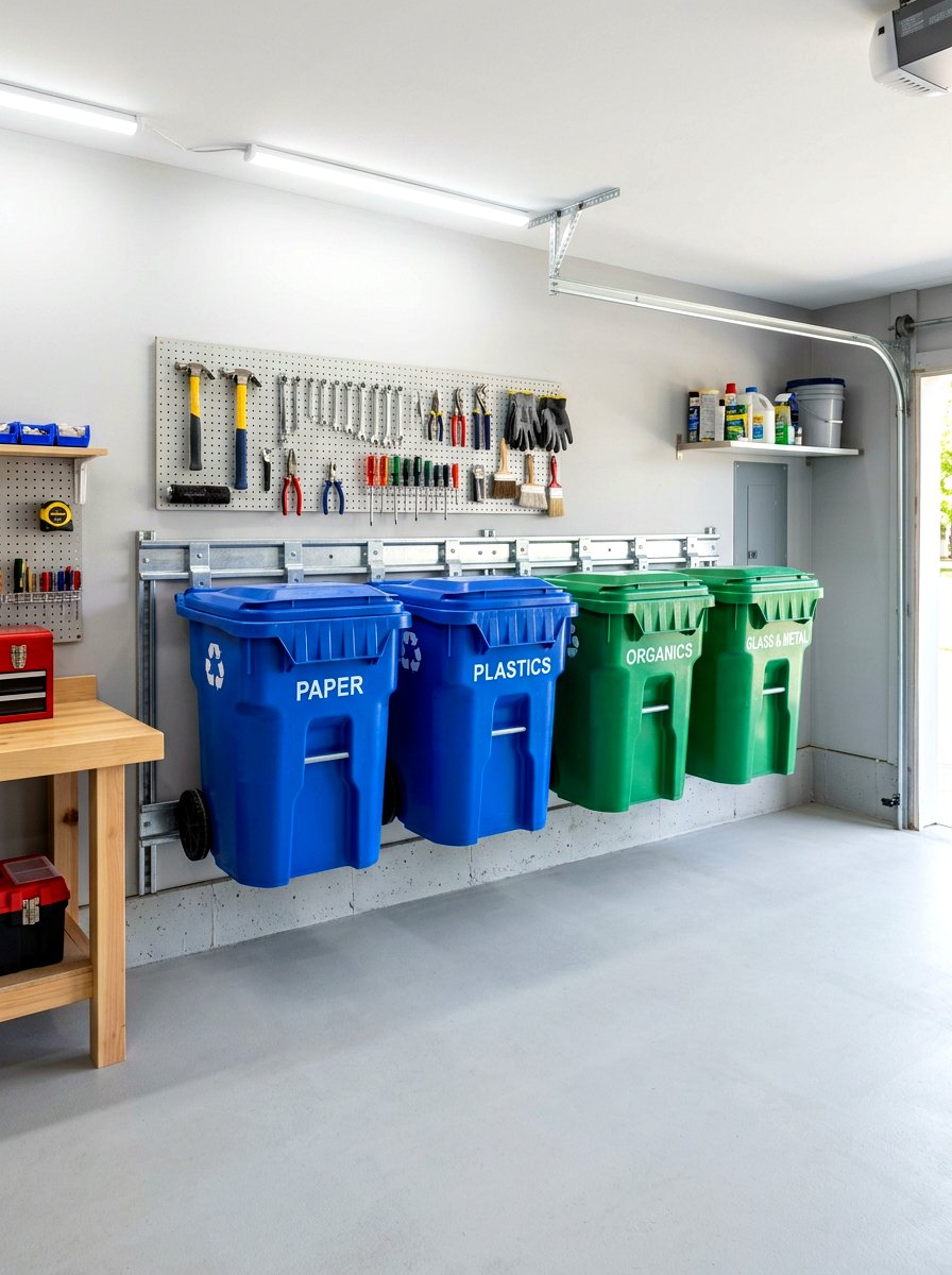 Garage Wall Mounted Recycling Bins - 30 hidden recycling bin ideas
