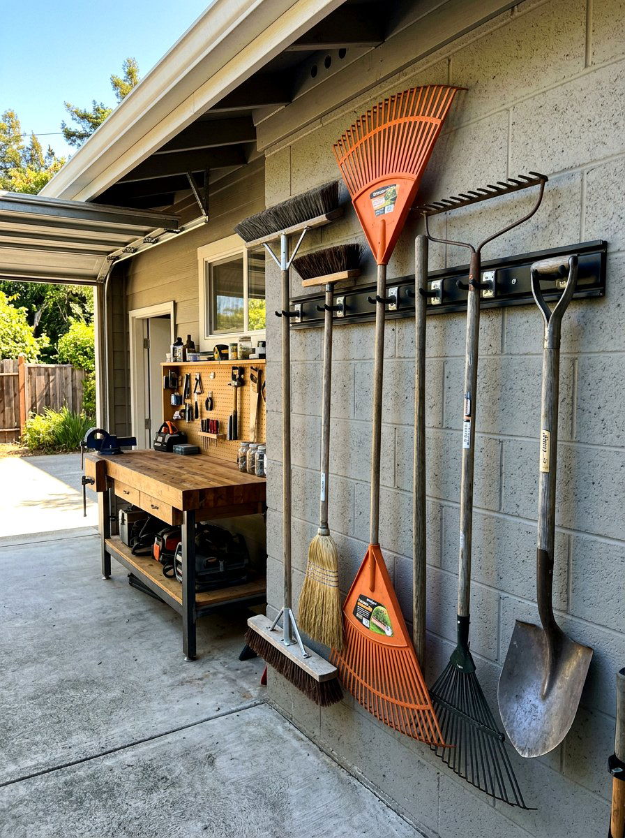 Garage Wall Tool Rack - 30 mop broom storage ideas