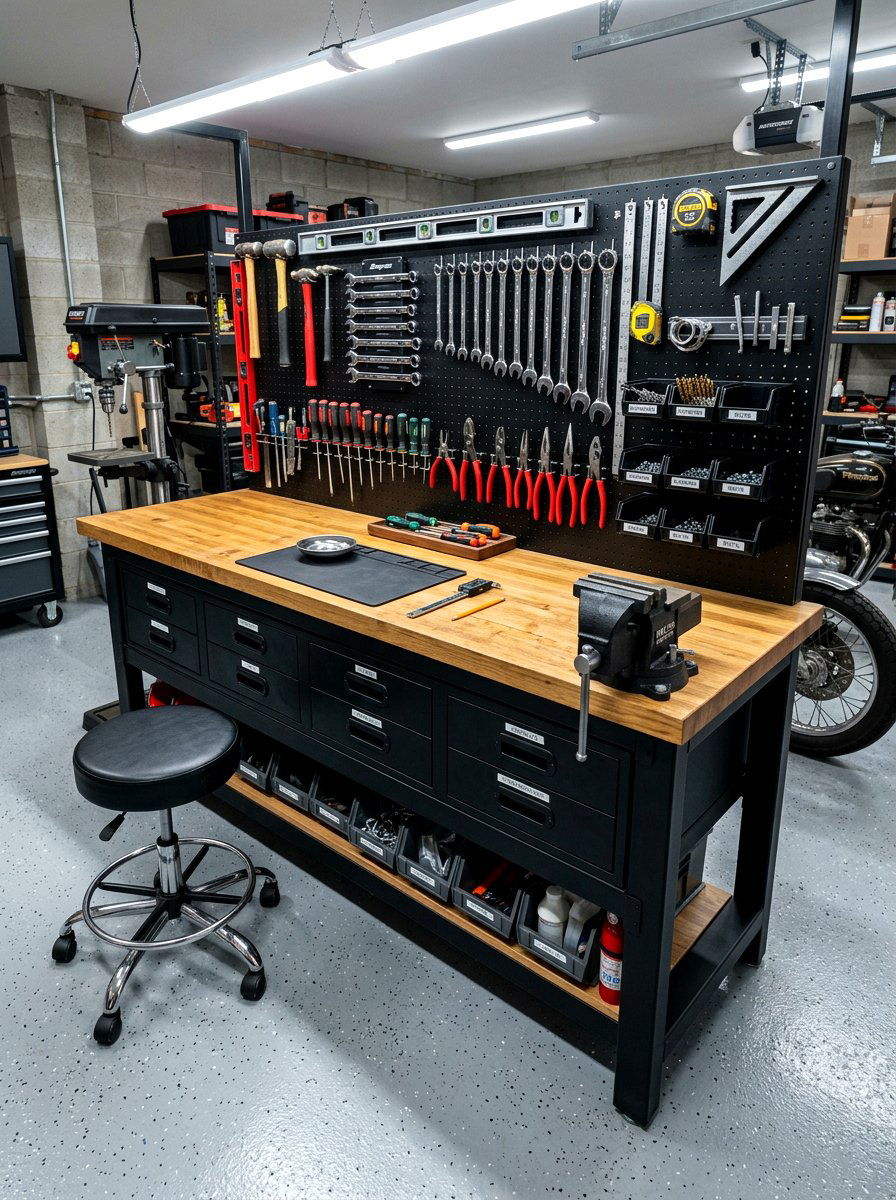 Garage Workbench Station - 30 organizing a garage ideas