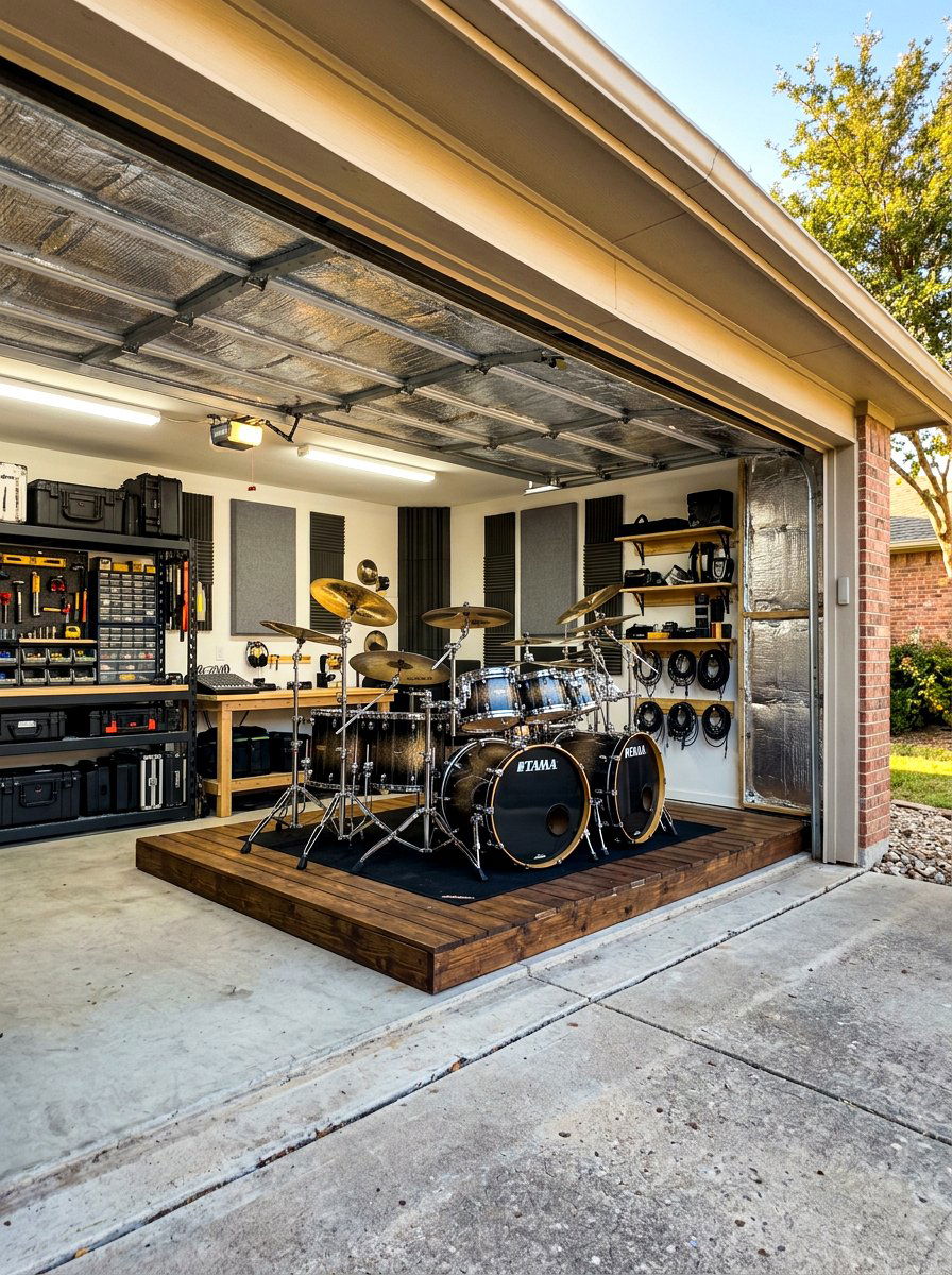 Garage drum room - 30 drum room ideas