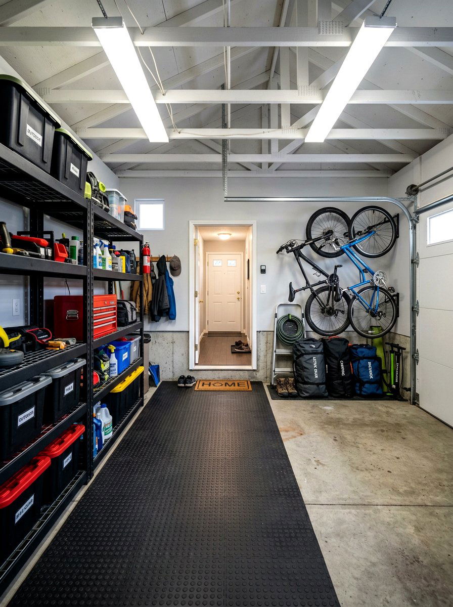 Garage entry transition space - 30 sports gear mudroom ideas