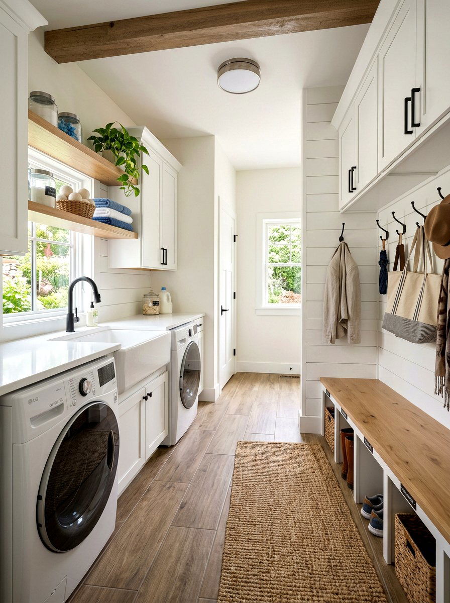 Garage laundry mudroom combo - 30 garage laundry combo ideas