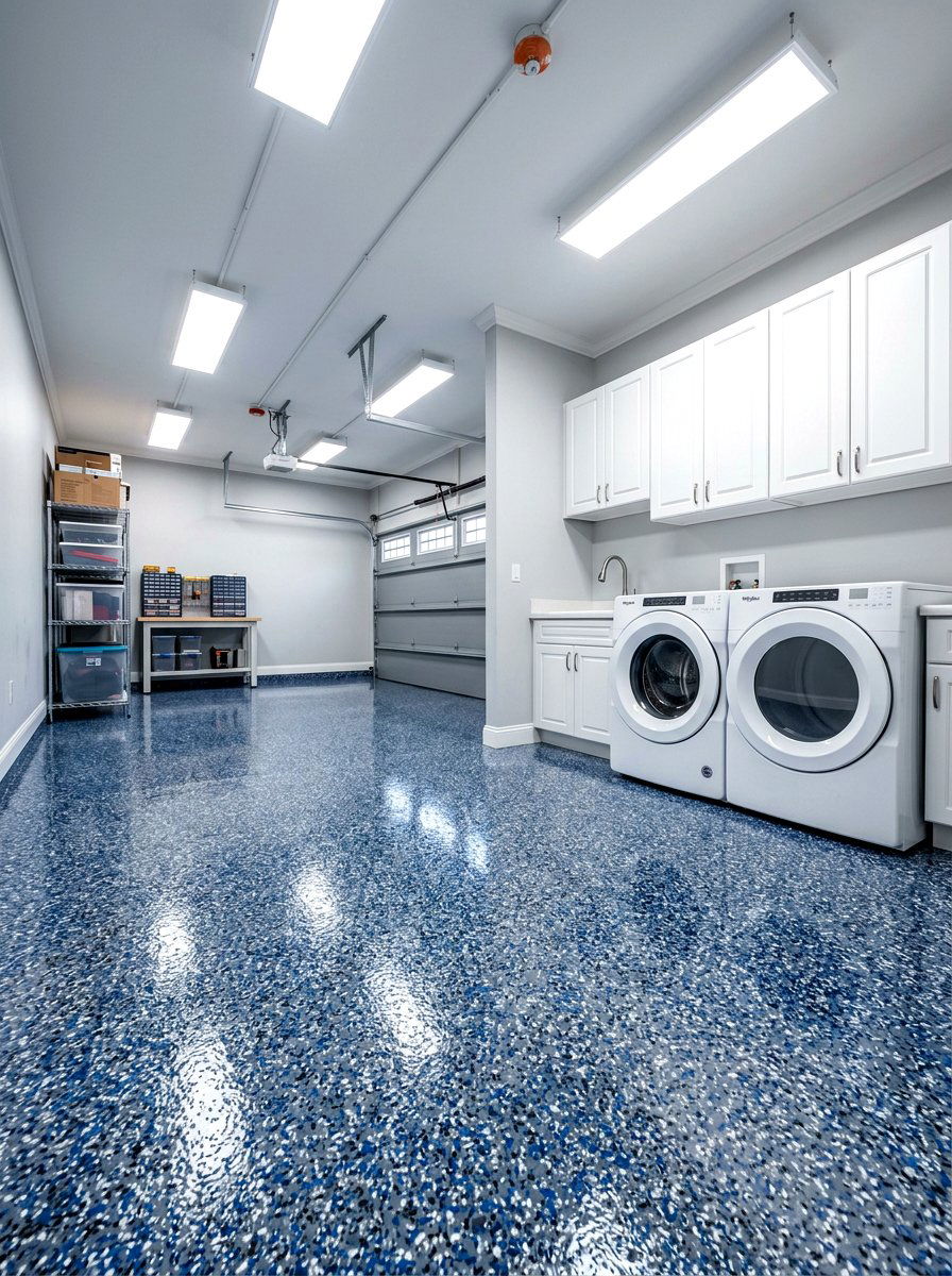 Garage laundry room epoxy floor - 30 garage laundry combo ideas