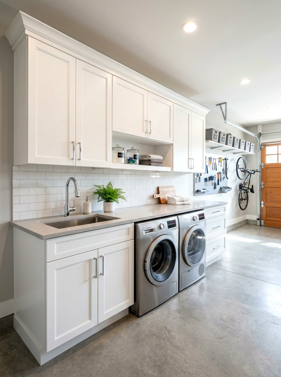 Garage laundry room with cabinets - 30 garage laundry combo ideas