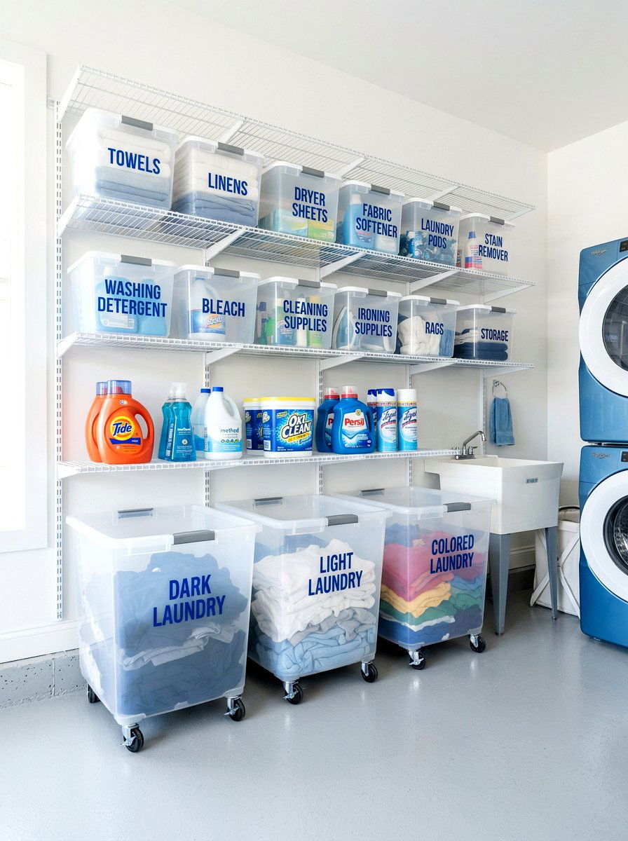 Garage laundry storage bins - 30 garage laundry combo ideas