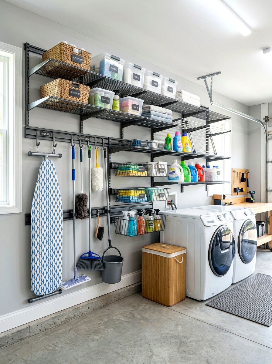 Garage laundry wall organization - 30 garage laundry combo ideas