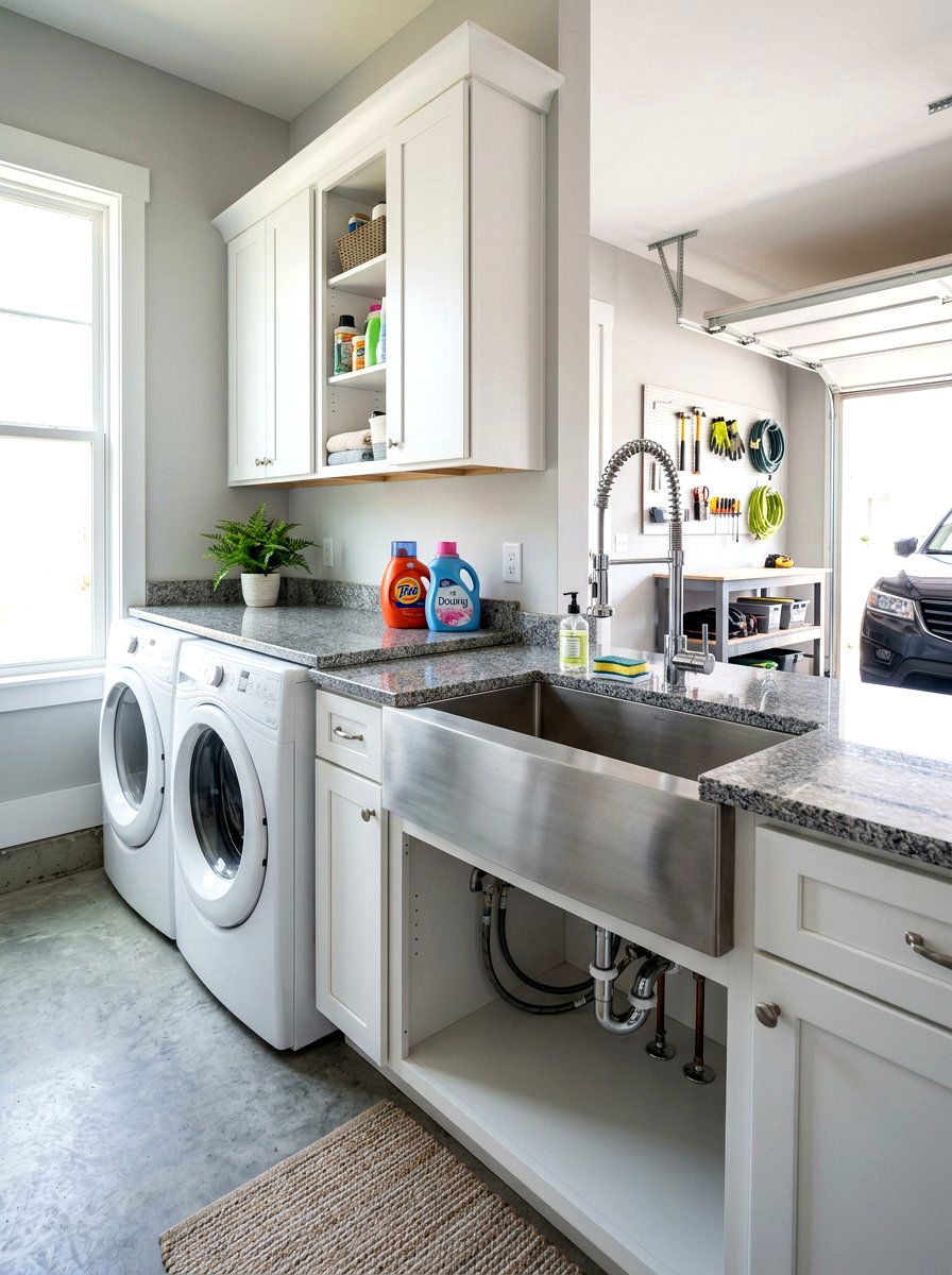 Garage laundry with utility sink - 30 garage laundry combo ideas