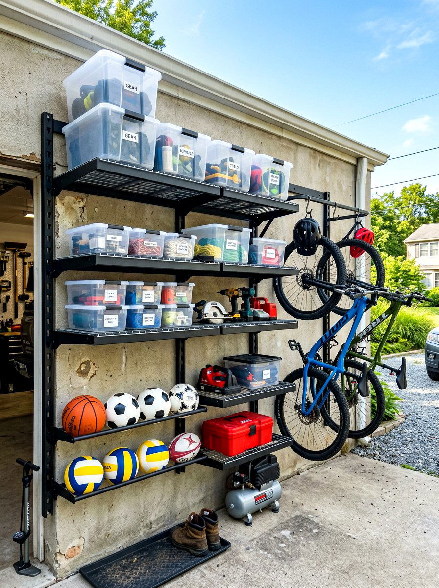 Garage wall shelf - 30 drop zone shelf ideas
