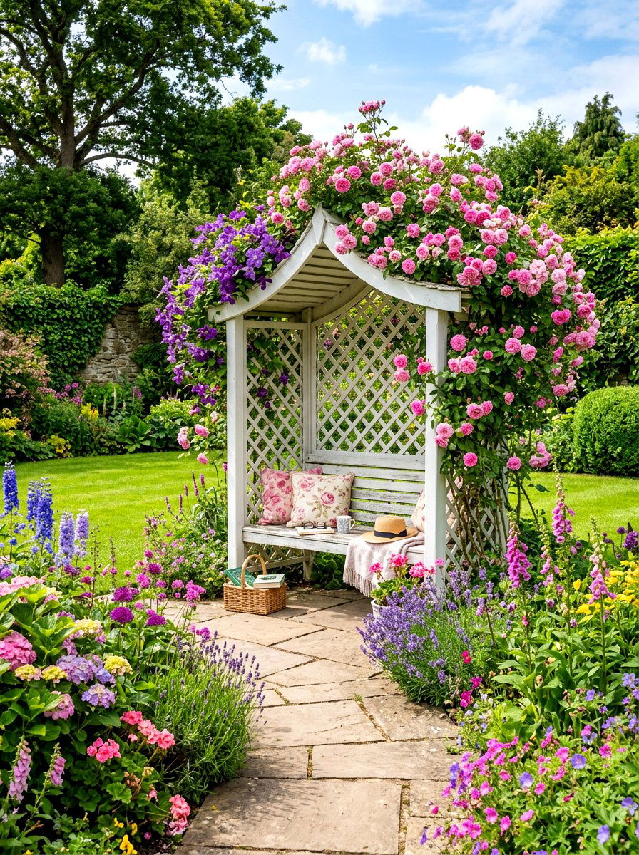 Garden Arbour Seat - 30 garden seating ideas