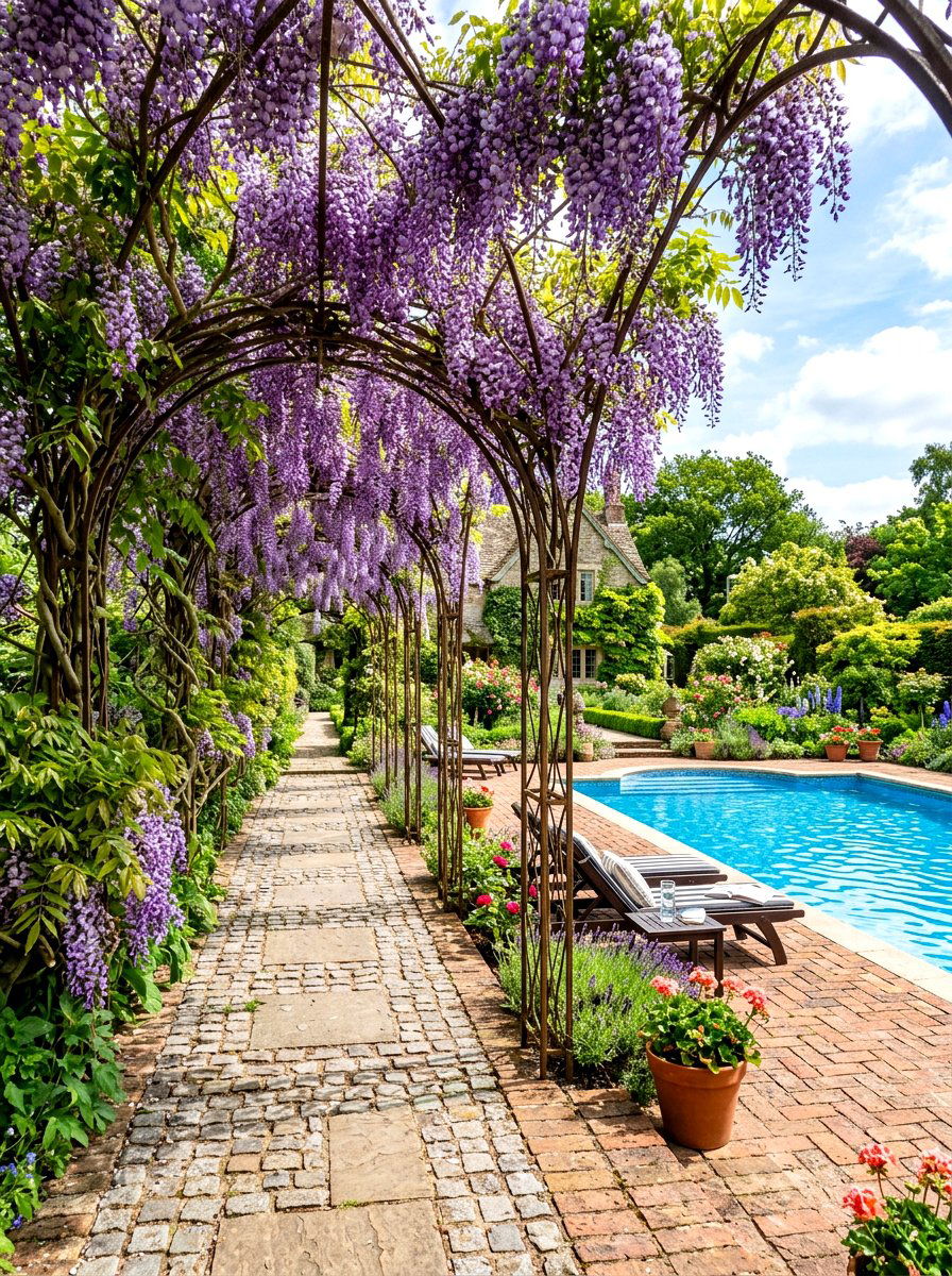 Garden Arch Trellis - 30 pool privacy ideas