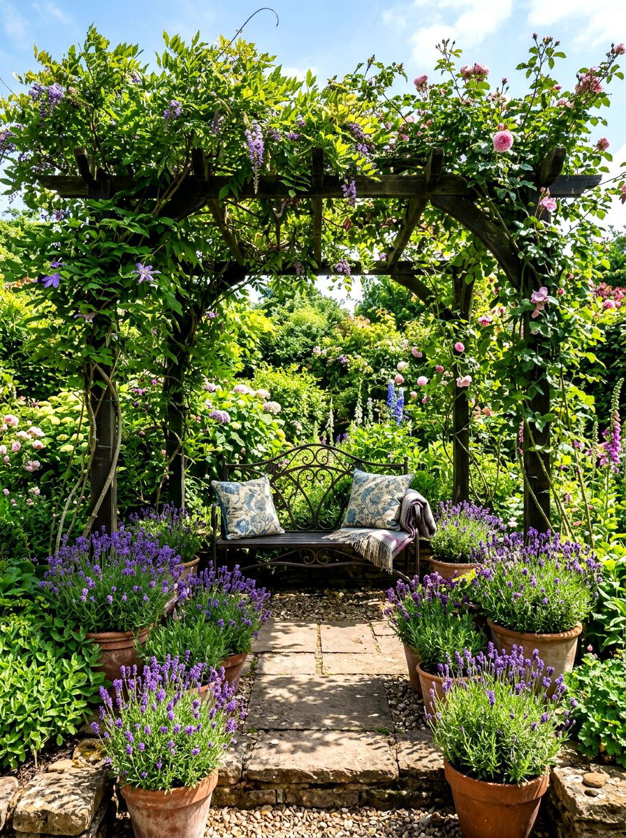 Garden Bench Area - 30 potager garden ideas