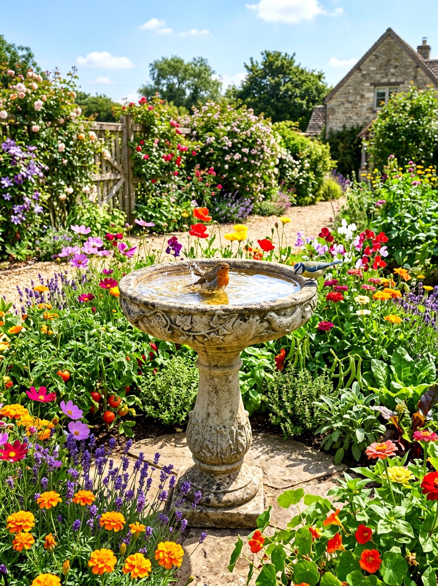 Garden Bird Bath - 30 potager garden ideas