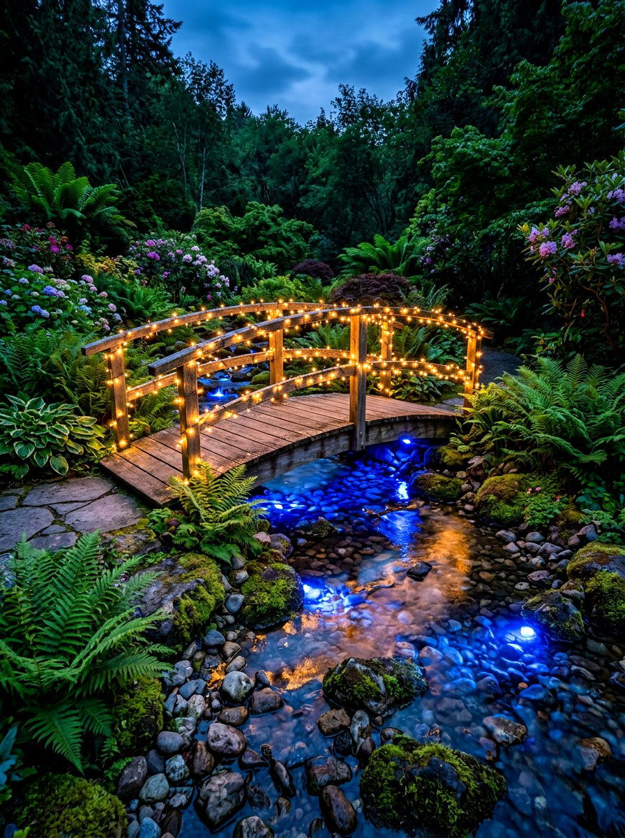 Garden Bridge Lighting - 30 outdoor structure lighting ideas