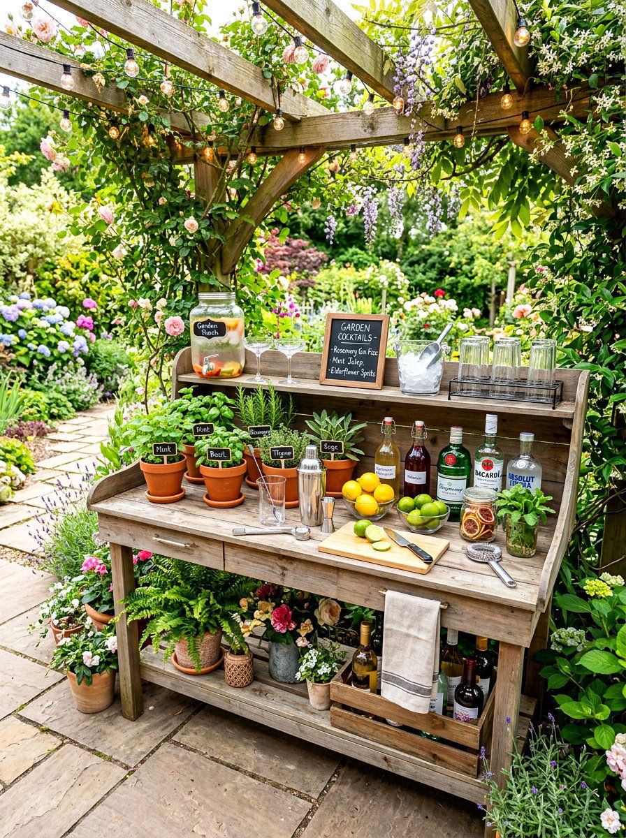 Garden Cocktail Station - 30 backyard hosting ideas