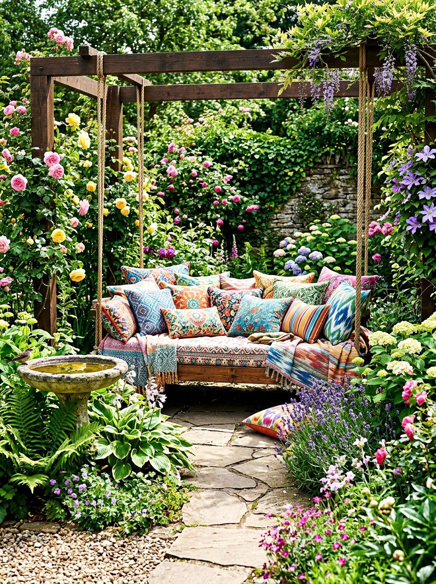 Garden Daybed With Pillows - 30 hanging daybed ideas