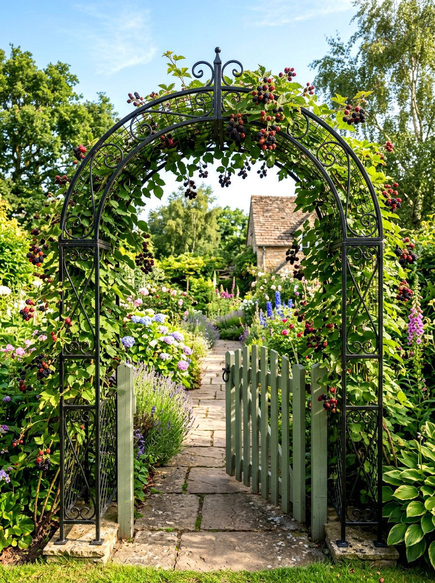 Garden Entryway Archway Berry Trellis - 30 berry patch layout ideas