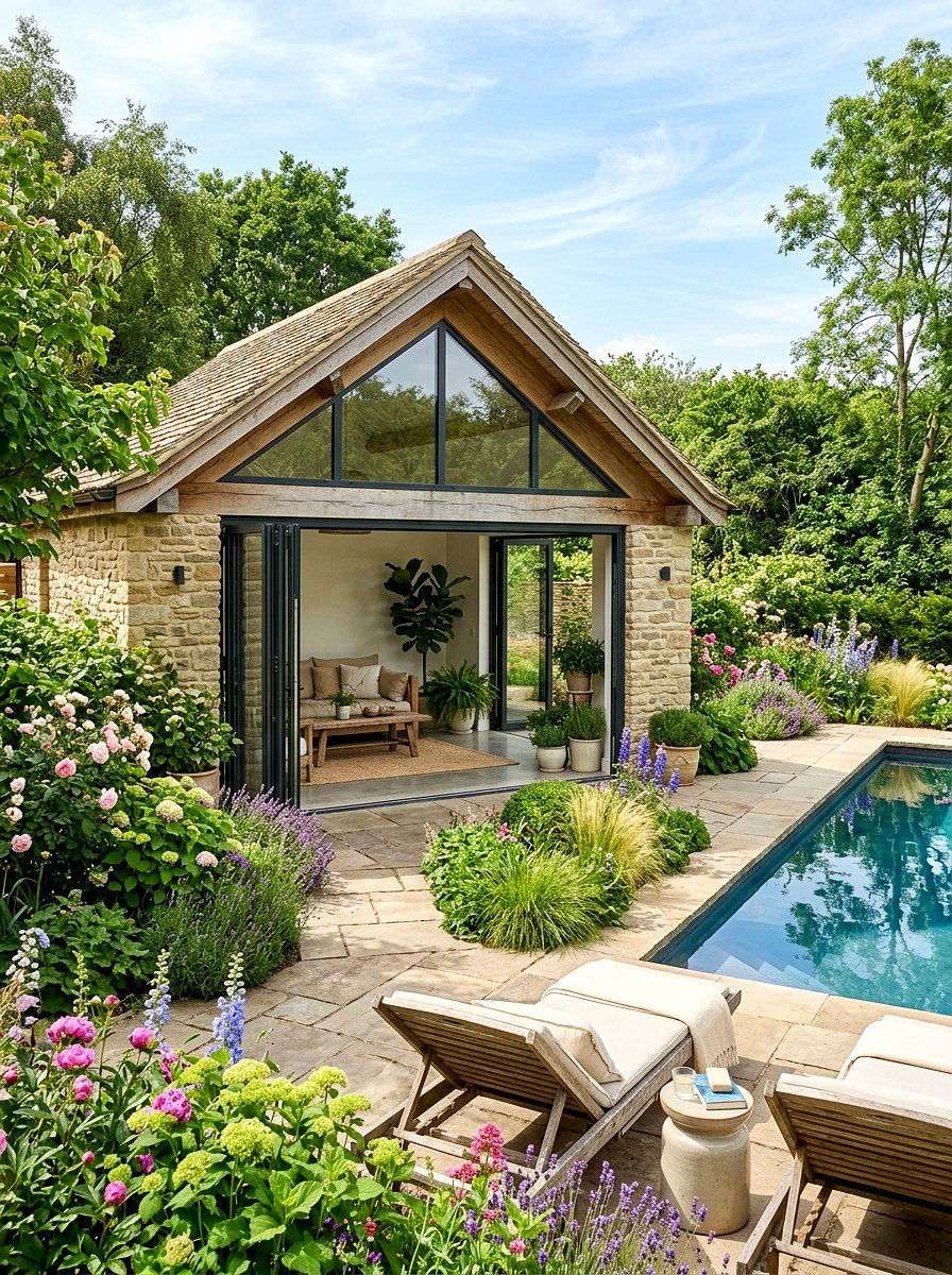 Garden Focused Pool House - 30 pool house decor ideas