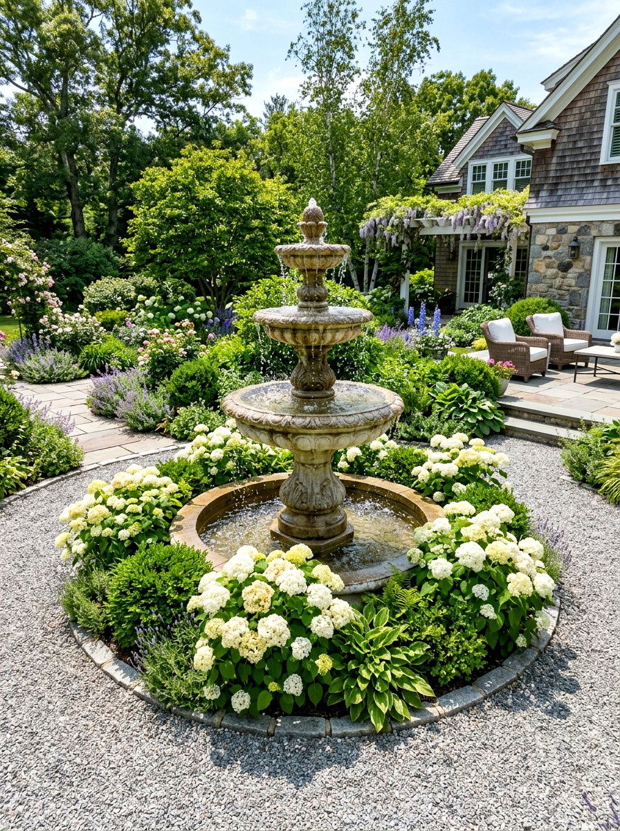 Garden Fountain - 30 Nancy Meyers garden ideas