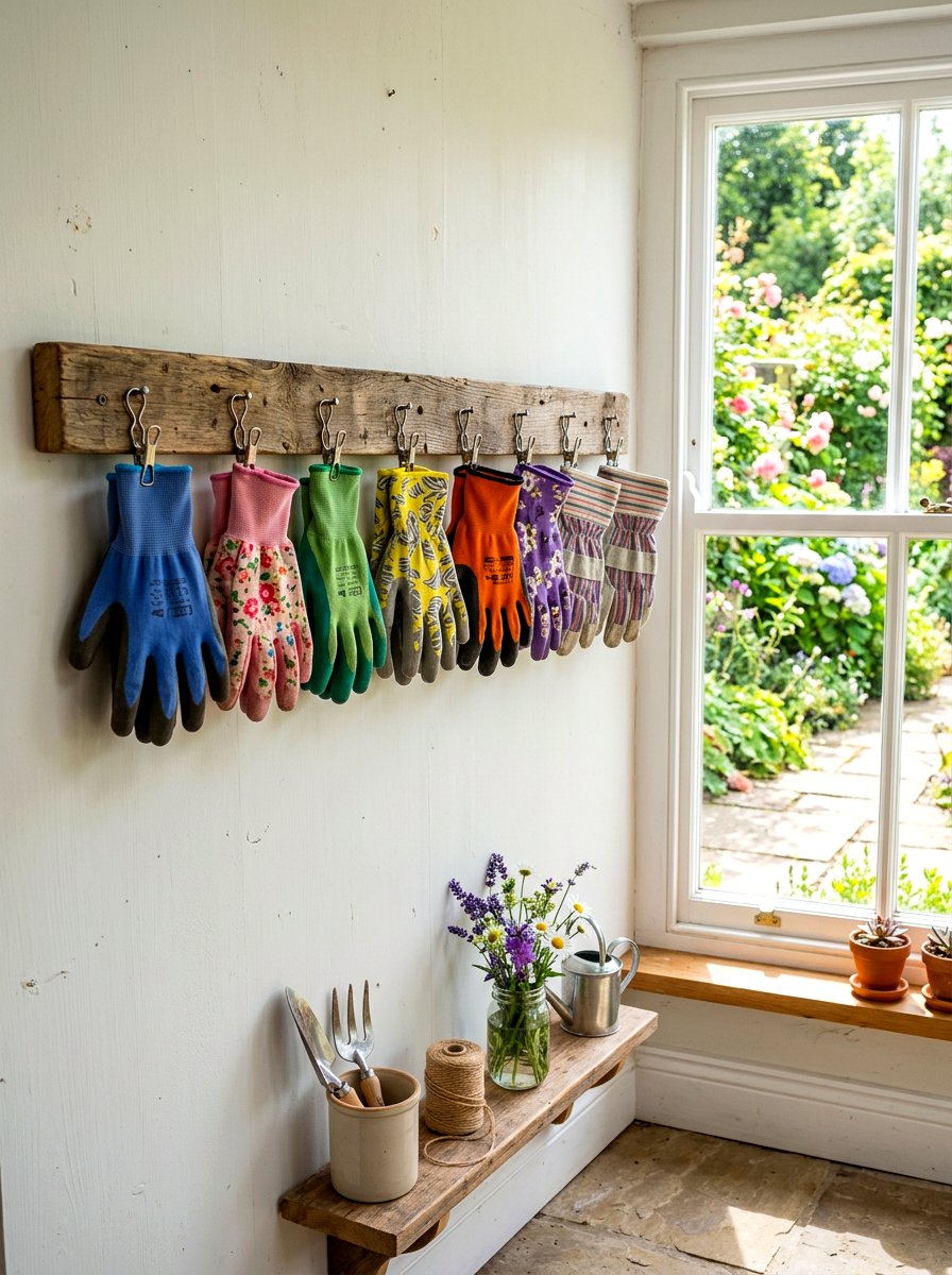 Garden Glove Rack - 30 garden shed storage ideas