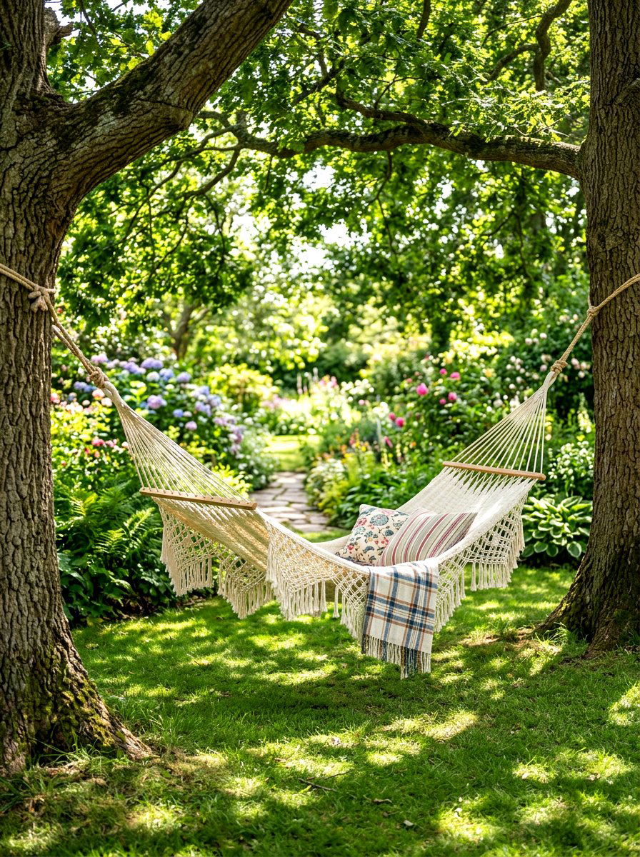 Garden Hammock - 30 rustic backyard seating ideas