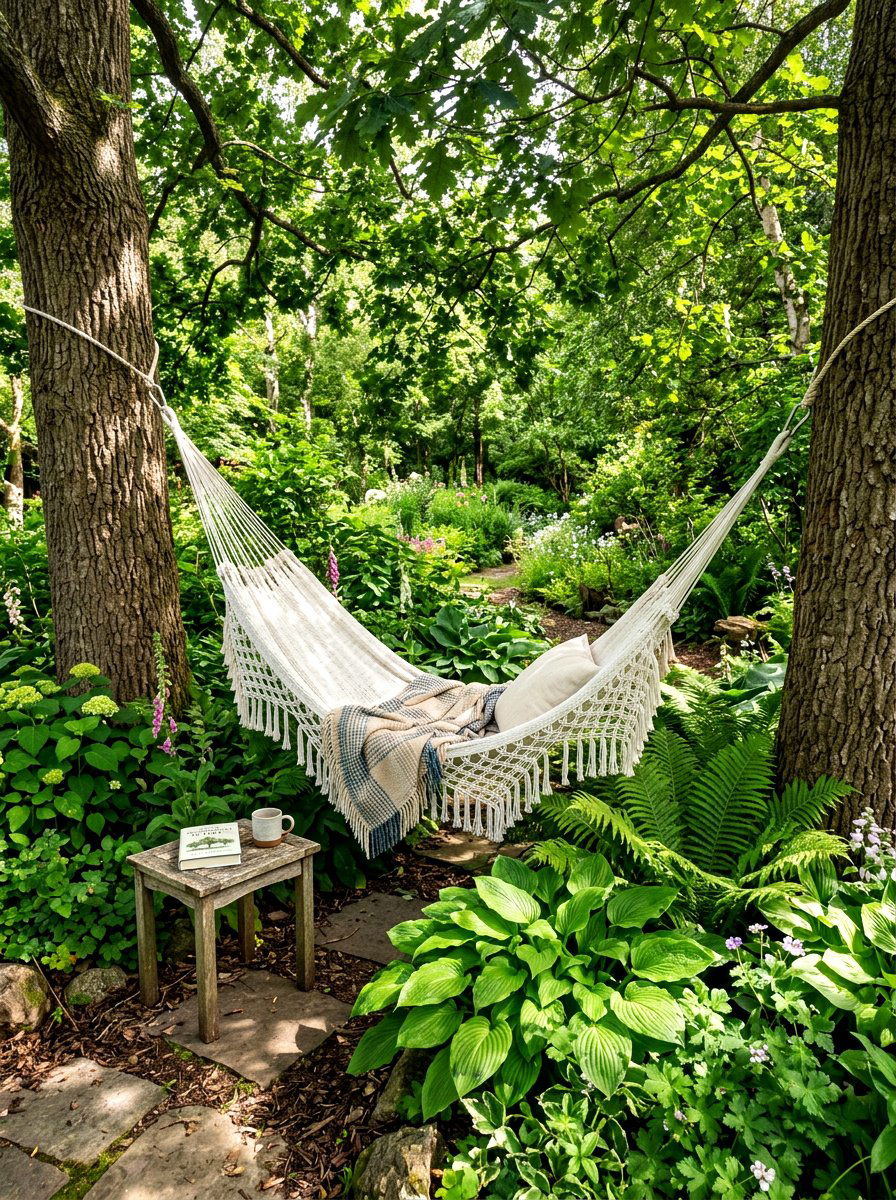 Garden Hammock Corner - 30 family backyard ideas
