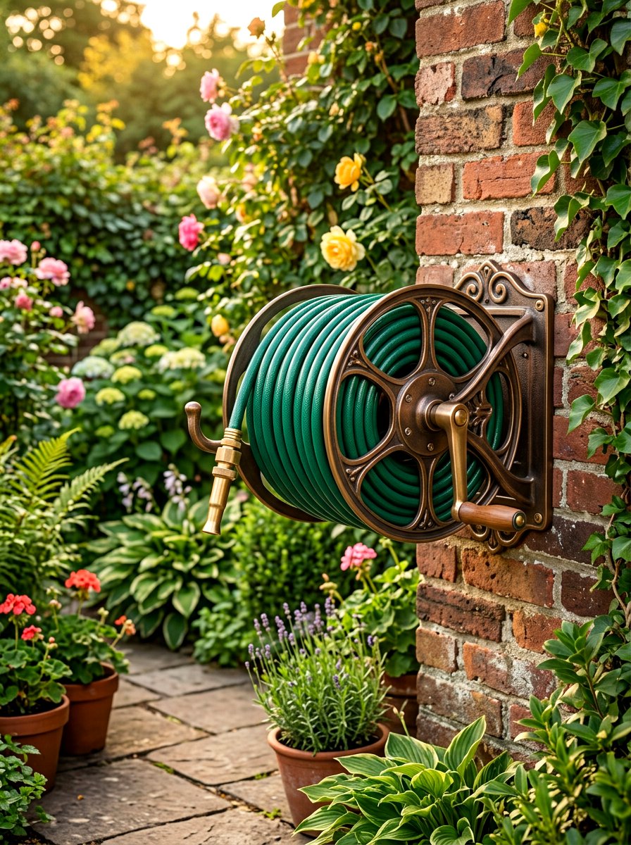 Garden Hose Reel - 30 garden tool organizer ideas