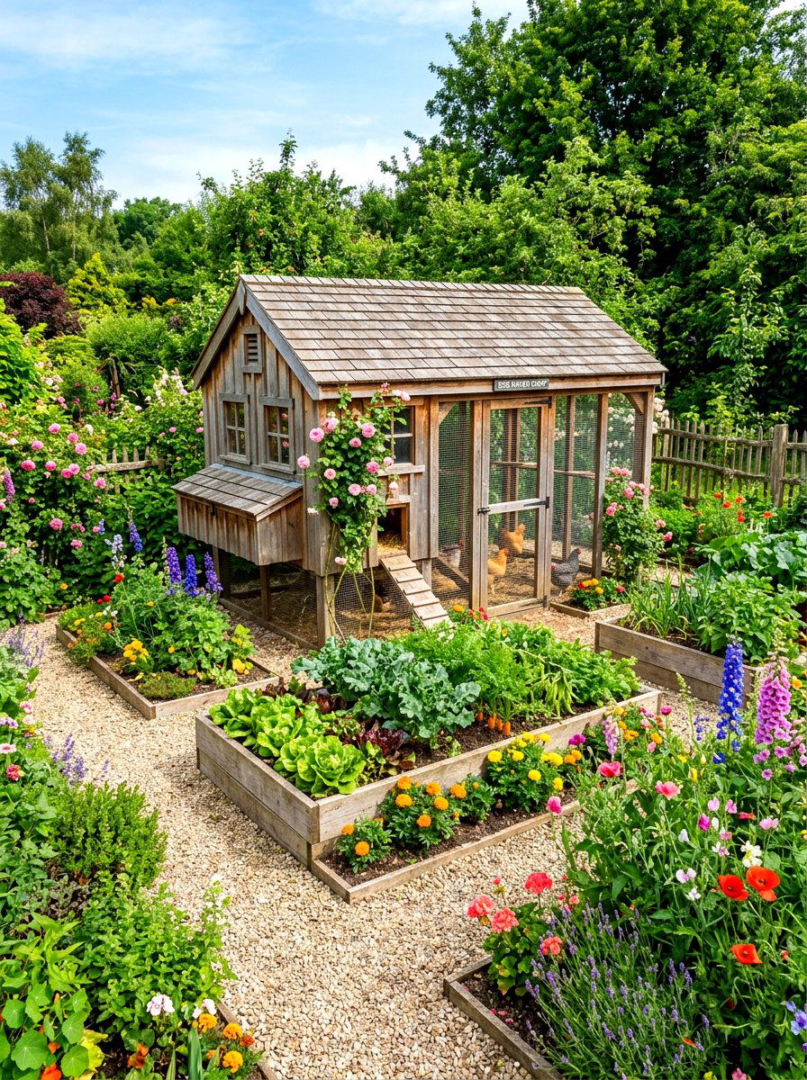 Garden Integrated Chicken Coop - 30 chicken coop ideas