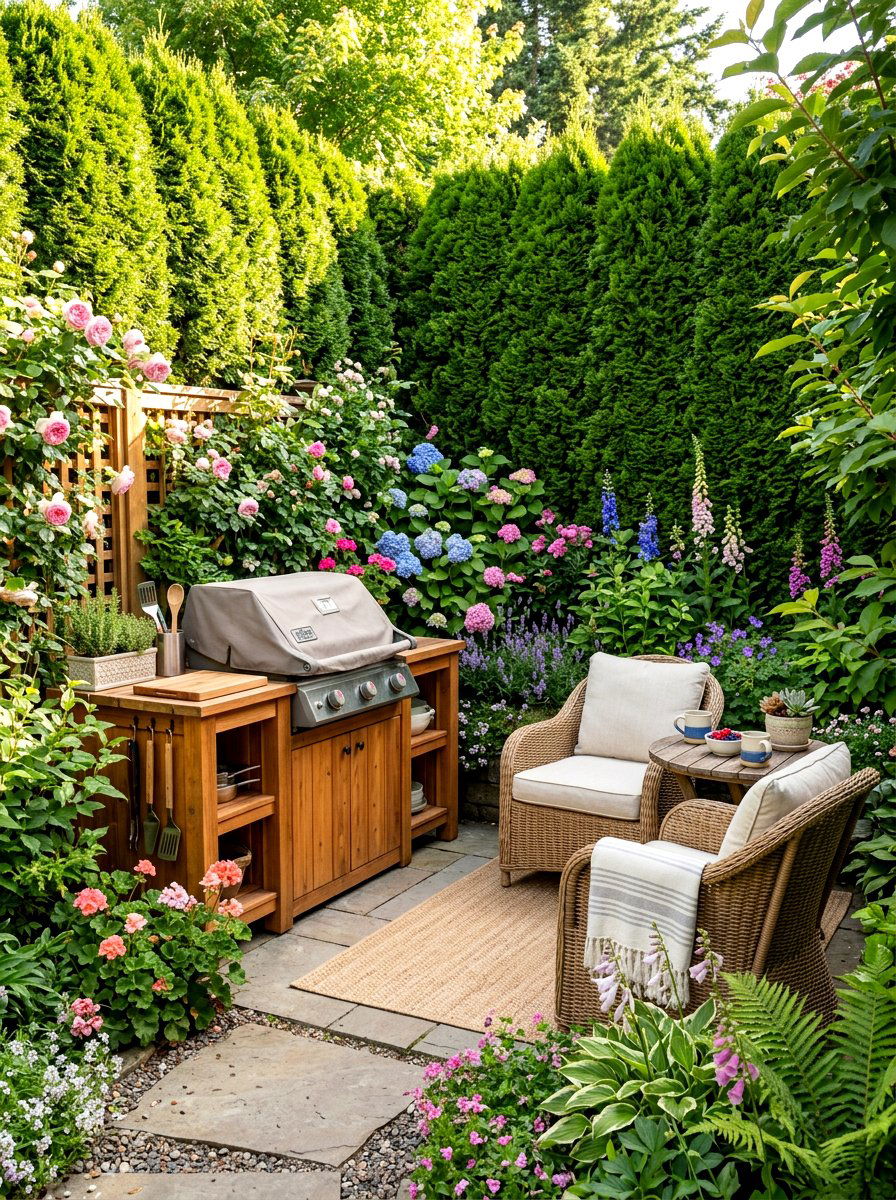 Garden Kitchen Nook - 30 outdoor kitchen lounge ideas