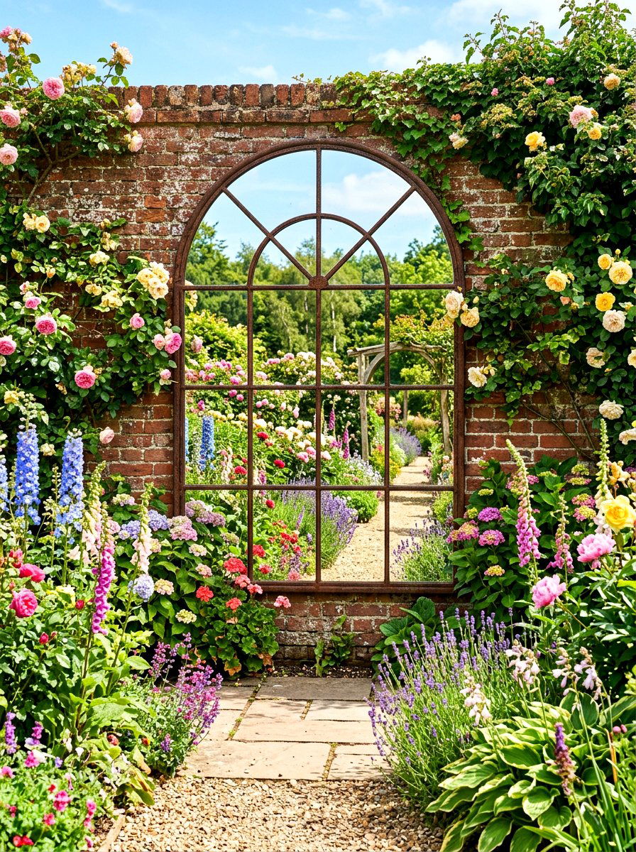 Garden Mirror Wall - 30 outdoor garden decor ideas