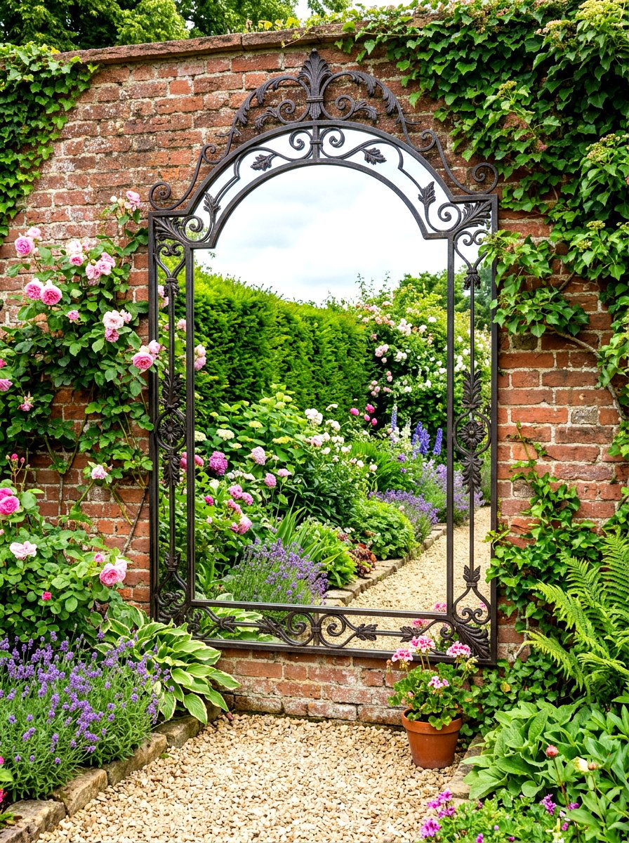 Garden Mirror Wall - 30 narrow garden ideas