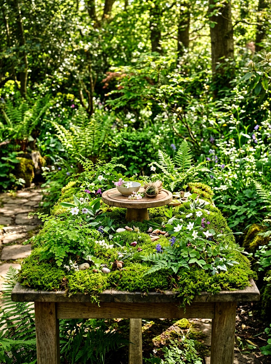 Garden Moss Table - 30 cake table decor ideas