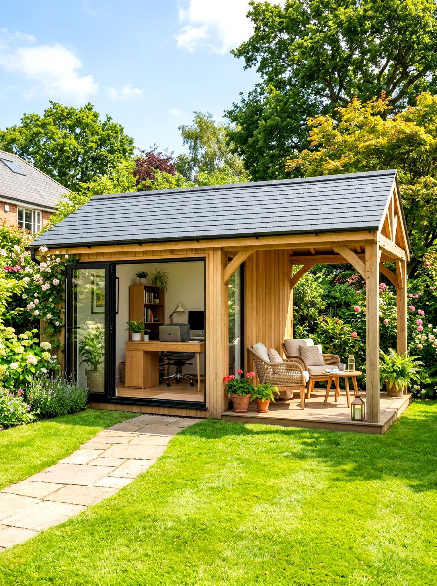 Garden Office With Covered Porch - 30 office shed garden ideas