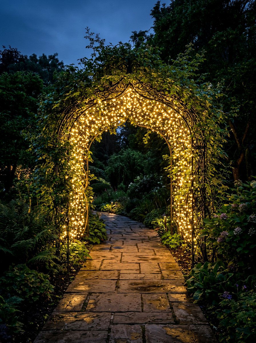 Garden Path Archway Lights - 30 fairy light canopy ideas