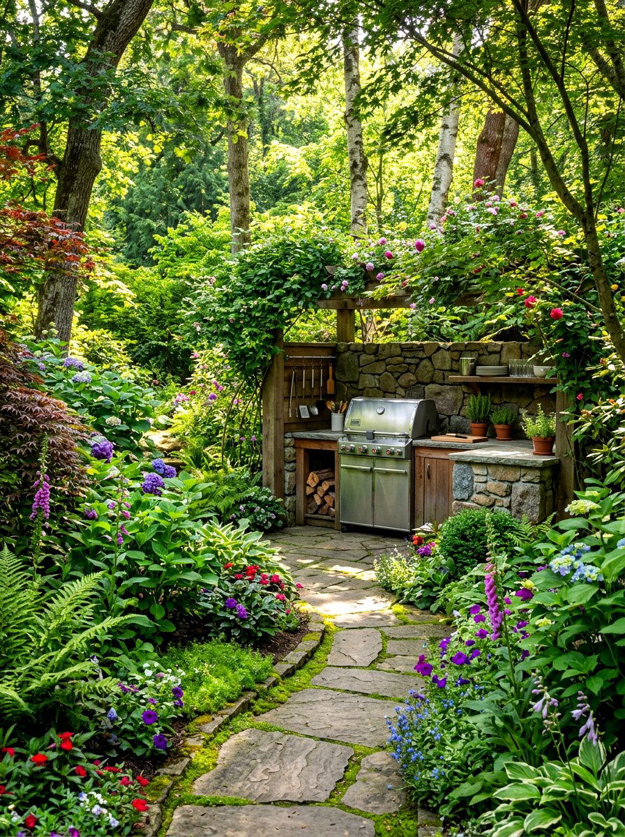 Garden Path Grill Station - 30 grill patio layout ideas