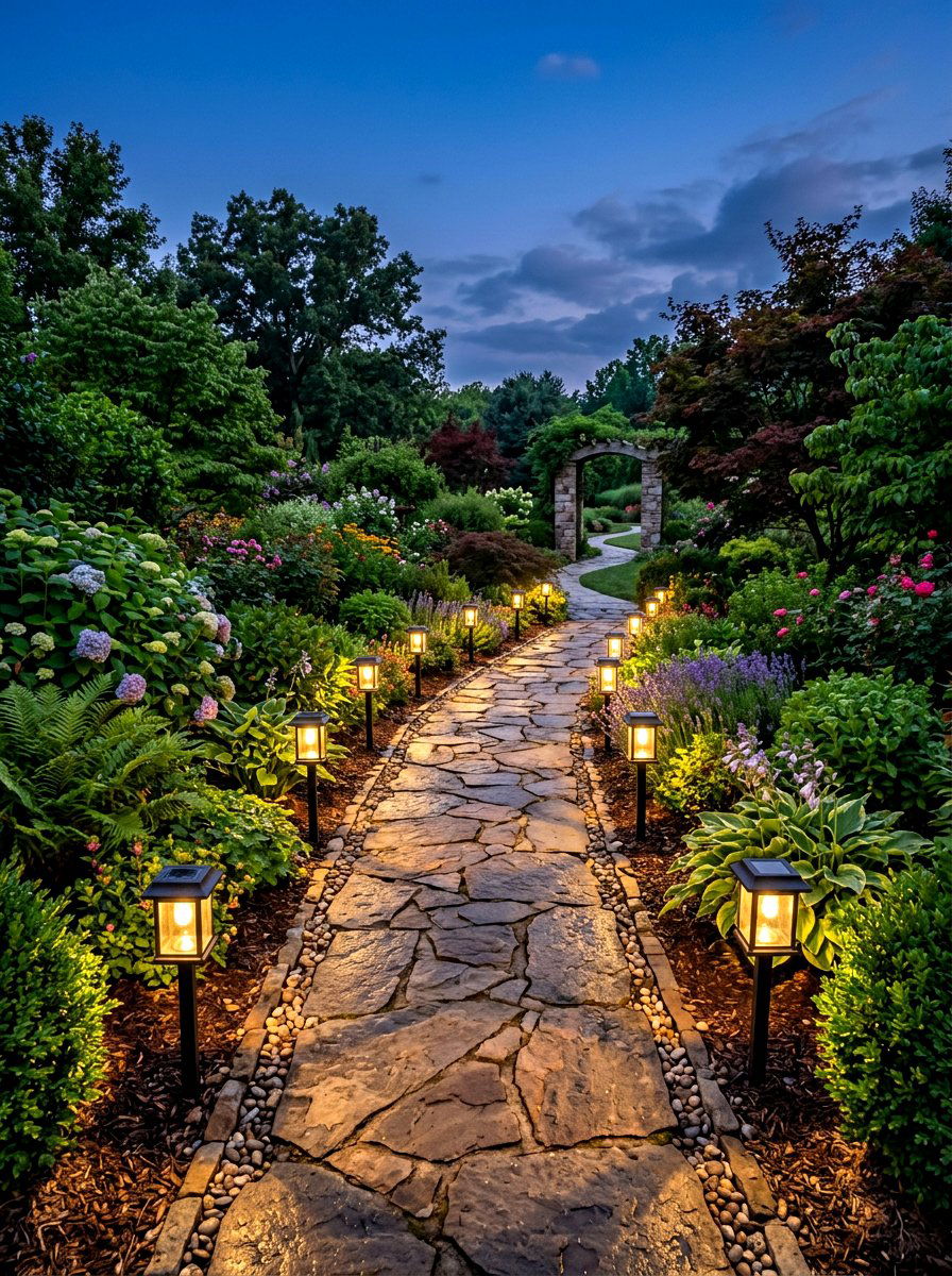 Garden Path Lighting - 30 backyard hosting aesthetic ideas