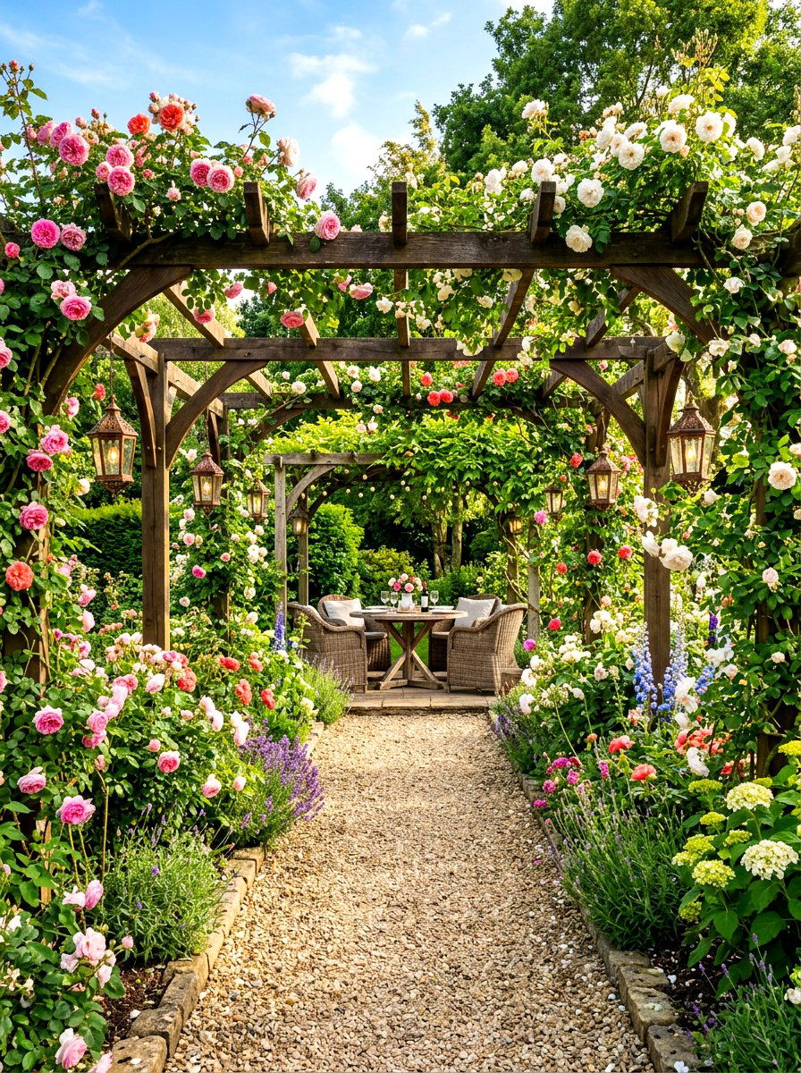 Garden Path Pergola - 30 pergola dining backyard ideas